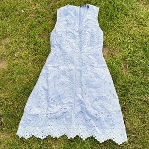 Eyelet white knee-length dress